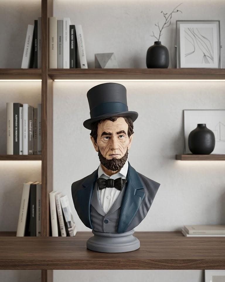 In Stock Abraham Lincoln Bust 3D Printed & Hand Painted