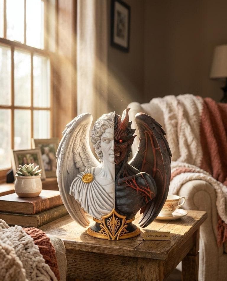 Hand Painted Angel Demon Statue